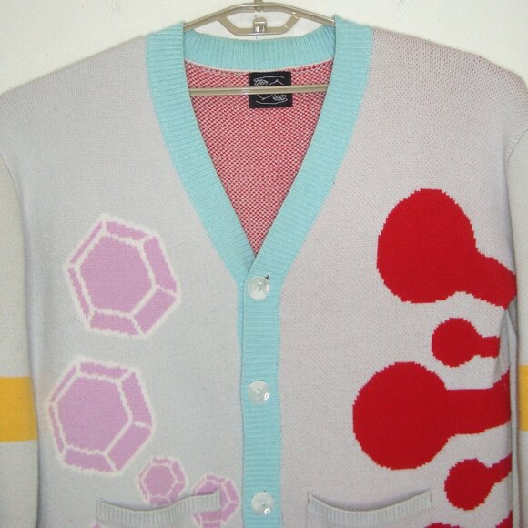 Steady Hands Geometric Abstract "Chowder" V-Neck Cardigan Sweater Size M/L - Picture 6 of 10